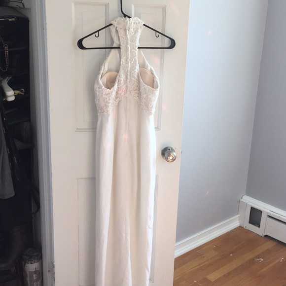 White Sequin Pearl & Lace Prom Dress - Picture 8 of 8